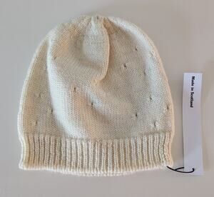 Molly Goddard Cream One Size Wool Lace Hole Beanie NEW!